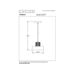 Lucide OPHELIA - Hanglamp - Ø 20 cm - 1xE27 - Zwart New