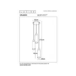 Lucide ORLANDO Hanglamp 3xE27/60W Zwart/Smoke glas Best