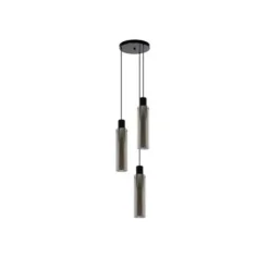 Lucide ORLANDO Hanglamp 3xE27/60W Zwart/Smoke glas Best