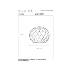 Lucide OTONA - Tafellamp - Ø 25 cm - 1xE27 - Zwart