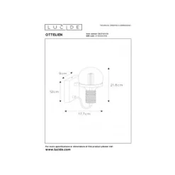 Lucide OTTELIEN - Wandlamp - Ø 17,7 cm - 1xE27 - Zwart New