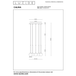 Lucide Premium CALINA - Hanglamp - Ø 42 cm - LED Dimb. - 5x8,2W 2700K - Zwart New