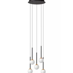 Lucide Premium CALINA - Hanglamp - Ø 42 cm - LED Dimb. - 5x8,2W 2700K - Zwart New