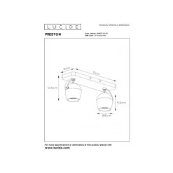 Lucide PRESTON - Plafondspot - LED Dim to warm - GU10 - 2x5W 2200K/3000K - Mat Goud / Messing Outlet
