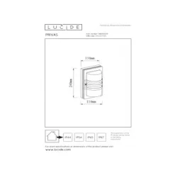 Lucide PRIVAS Wandlamp Buiten-Wit-1xE27-60W-IP44-PVC Hot