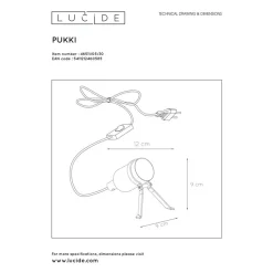 Lucide PUKKI - Tafellamp - LED - E27 - 1x5W 2200K - Zwart Best