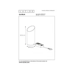 Lucide QUIRIJN - Tafellamp - Ø 9,6 cm - 1xE27 - Wit Hot