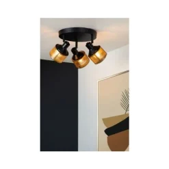 Lucide RAFA - Plafondspot - Ø 42 cm - 3xE14 - Zwart Outlet