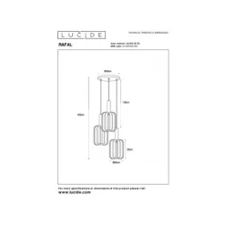 Lucide RAFAL Hanglamp-Grijs-Ø50-3xE27-40W-Vilt Discount