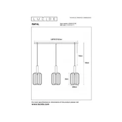 Lucide RAFAL Hanglamp-Grijs-3xE27-40W-Vilt Hot
