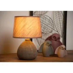 Lucide RAMZI - Tafellamp - Ø 18 cm - 1xE14 - Bruin Discount