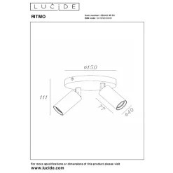 Lucide RITMO - Plafondspot - Ø 15 cm - 2xGU10 (MR11) - Mat Goud / Messing