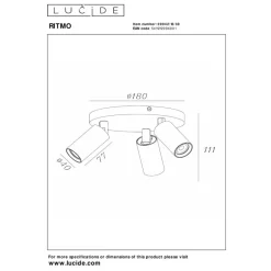 Lucide RITMO - Plafondspot - Ø 18 cm - 3xGU10 (MR11) - Zwart