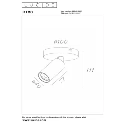Lucide RITMO - Plafondspot - Ø 10 cm - 1xGU10 (MR11) - Koffie Online