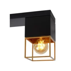 Lucide RIXT - Plafonnière - 3xE27 - Zwart Discount