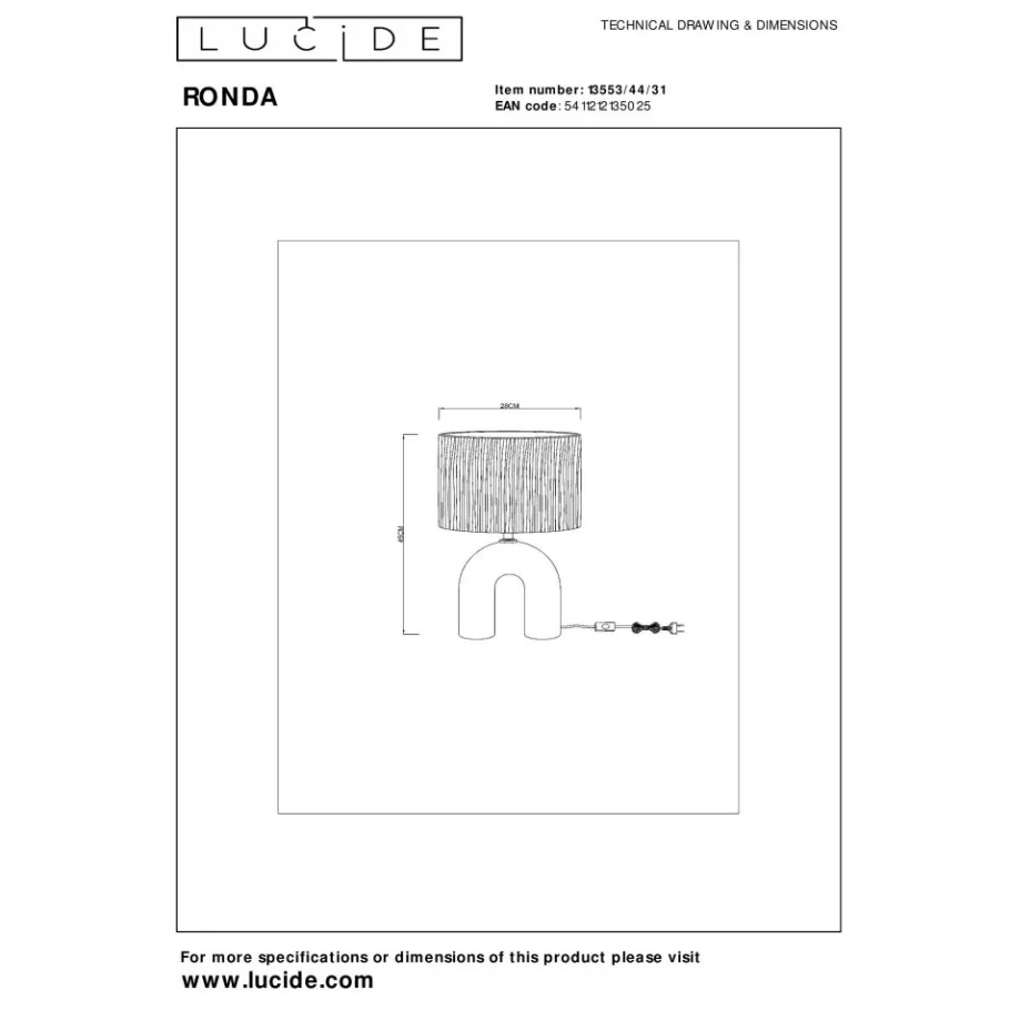 Lucide RONDA Tafellamp-Wit-1xE27-40W-Kerami. Sale