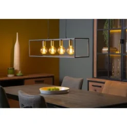 Lucide RUBEN Hanglamp 4x E27 40W Zwart / mat goud Outlet