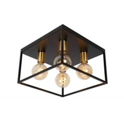 Lucide RUBEN Plafonnière-Zwart-4xE27-40W-Metaal Outlet