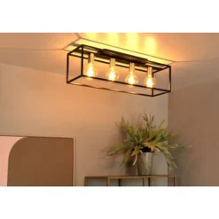 Lucide RUBEN Plafonnière-Zwart-4xE27-40W-Metaal