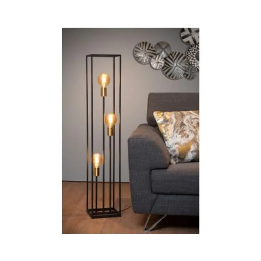 Lucide RUBEN Vloerlamp 3x E27 40W Zwart / mat goud