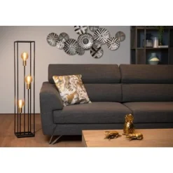 Lucide RUBEN Vloerlamp 3x E27 40W Zwart / mat goud