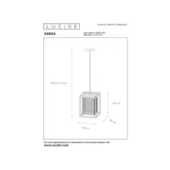 Lucide SANSA - Hanglamp - 1xE27 - Zwart Clearance
