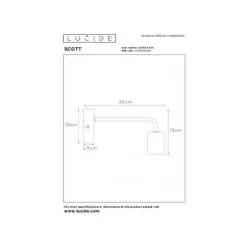 Lucide SCOTT - Wandlamp - 1xE27 - Zwart New