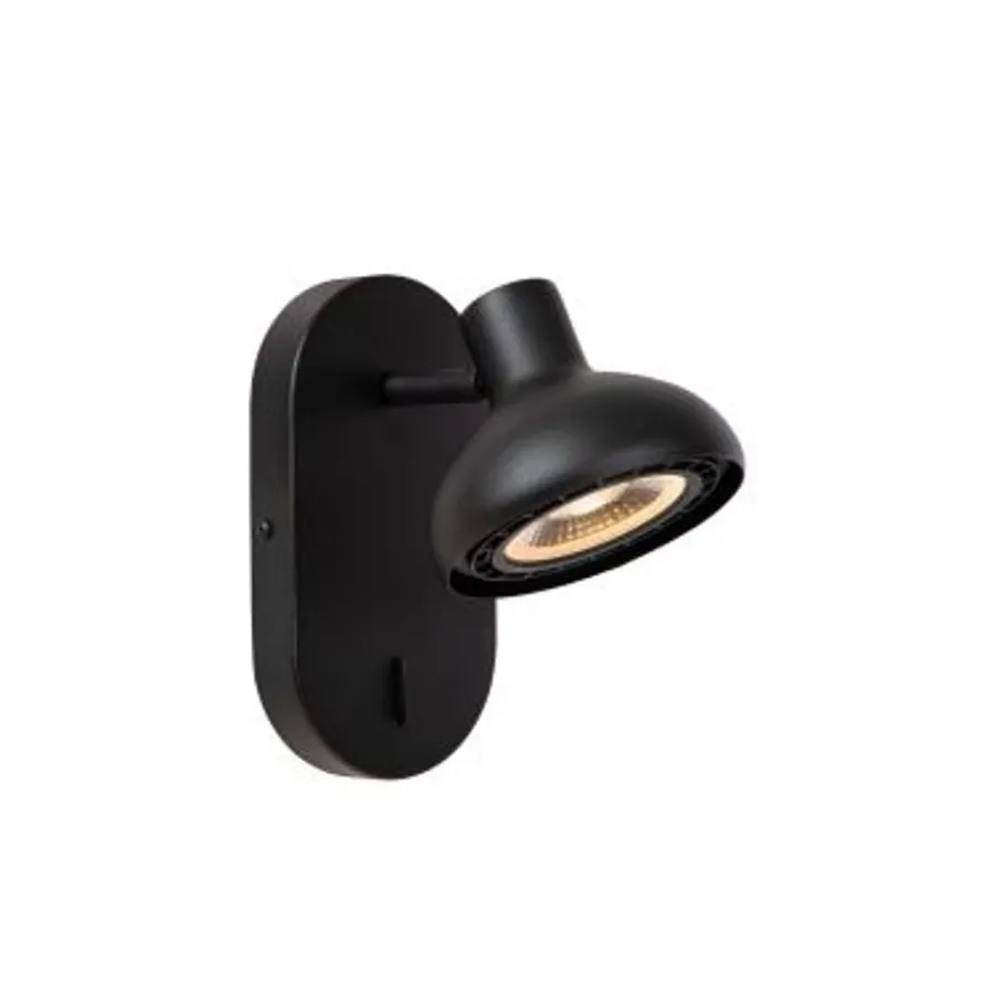 Lucide SENSAS Bedlamp-Zwart-1xGU10 (ES111)-12W-Staal Discount