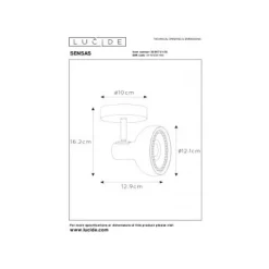 Lucide SENSAS Plafondspot-Zwart-1xGU10 (ES111)-12W-Staal Discount