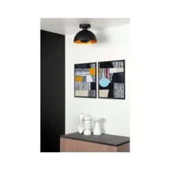 Lucide SIEMON - Plafonnière - Ø 25 cm - 1xE27 - Zwart