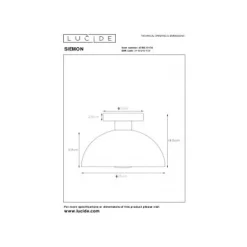 Lucide SIEMON - Plafonnière - Ø 25 cm - 1xE27 - Blauw Outlet