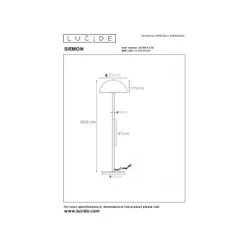 Lucide SIEMON - Vloerlamp - Ø 35 cm - 1xE27 - Zwart
