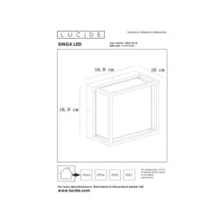 Lucide SINGA LED - Wandlamp Buiten - LED - 1x10W 2700K - IP54 - Zwart New