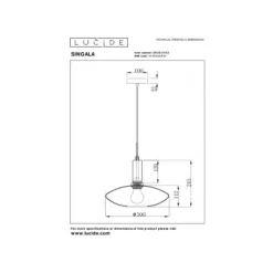Lucide SINGALA Hanglamp-Mat Go.-Ø30-1xE27-60W-Glas Outlet