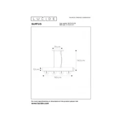 Lucide SURTUS Hanglamp 4xE27/60W Zwart Best