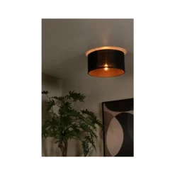 Lucide TAGALOG Plafonnière-Zwart-Ø40-1xE27-40W-Bamboe Outlet