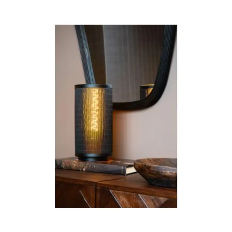 Lucide TAGALOG Tafellamp-Zwart-Ø15-1xE27-40W-Bamboe Sale