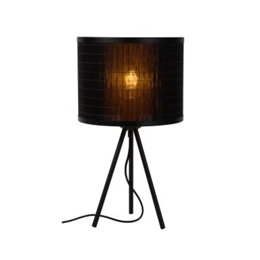 Lucide TAGALOG Tafellamp-Zwart-Ø26-1xE27-40W-Bamboe Hot