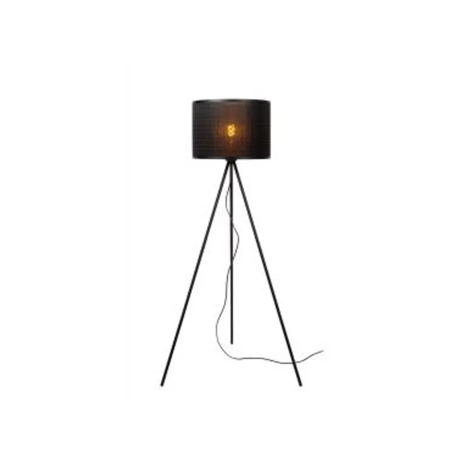 Lucide TAGALOG Vloerlamp-Zwart-Ø55-1xE27-40W-Bamboe Best