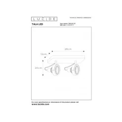 Lucide TALA LED - Plafondspot - LED Dim to warm - GU10 - 2x12W 2200K/3000K - Zwart Outlet