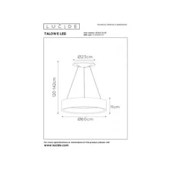 Lucide TALOWE LED - Hanglamp - Ø 60 cm - LED Dimb. - 1x42W 3000K - Zwart