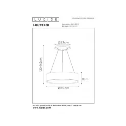 Lucide TALOWE LED - Hanglamp - Ø 60 cm - LED Dimb. - 1x42W 3000K - Wit Sale