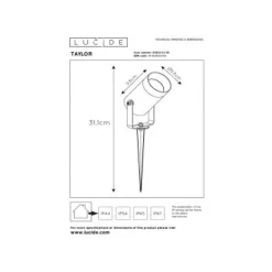 Lucide TAYLOR - Grondspie Buiten - Ø 10 cm - 1xGU10 - Zwart Best