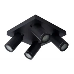 Lucide TAYLOR - Plafondspot Badkamer - LED Dim to warm - GU10 - 4x5W 2200K/3000K - IP44 - Zwart Sale