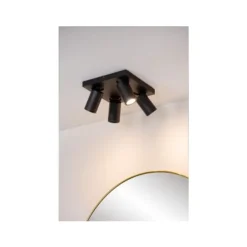 Lucide TAYLOR - Plafondspot Badkamer - LED Dim to warm - GU10 - 4x5W 2200K/3000K - IP44 - Zwart Sale