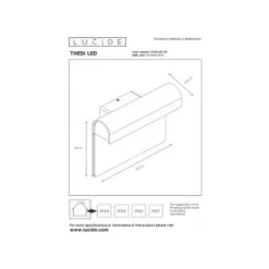 Lucide THESI LED - Wandlamp Buiten - LED - 1x8W 3000K - IP54 - Zwart Clearance