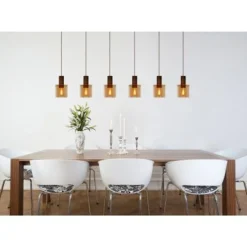 Lucide TOLEDO Hanglamp 3xE27/60W Koper / Amber glas Clearance