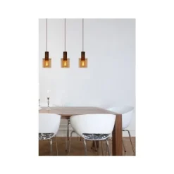 Lucide TOLEDO Hanglamp 3xE27/60W Koper / Amber glas Clearance