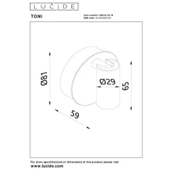 Lucide TONI - Oplaadbare Wandspot / Wandlamp - Accu/Batterij - Ø 8,1 cm - LED Dimb. - CCT - 1x2W 2700K/4000K - Magnetisch - Grijs ijzer New