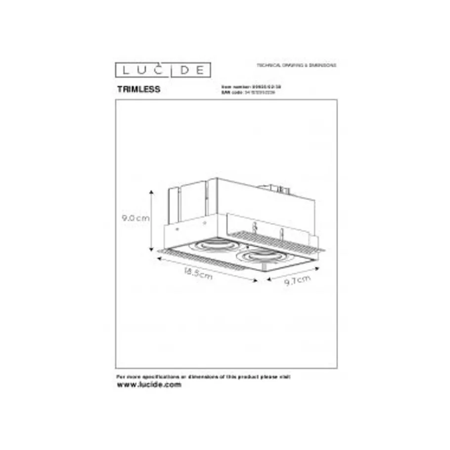 Lucide TRIMLESS - Inbouwspot - 2xGU10 - Zwart Clearance